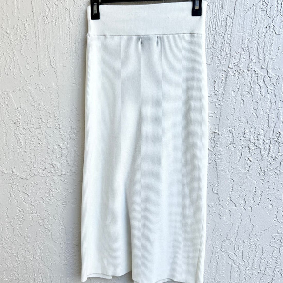 NWT Michael Costello x Revolve Rib Knit Pull On Midi Skirt White Women's Small - Picture 2 of 7